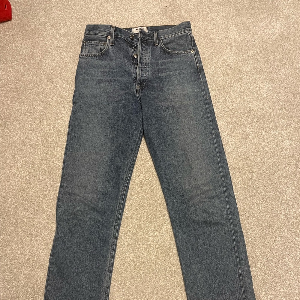 Agolde 90s pinch waist size 25 medium denim wash. 100% cotton, button fly.